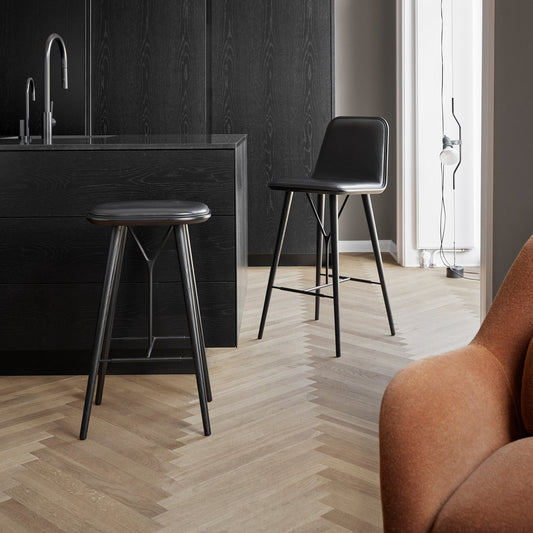 Spine Bar/Counter Stool with Back - Wood Base