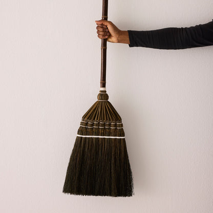 Bamboo Handle Broom - Olive & White