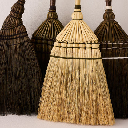 Bamboo Handle Broom - Olive & White
