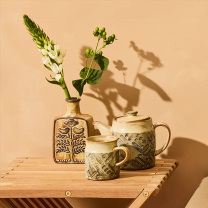 Triangle and Bird Relief Vase