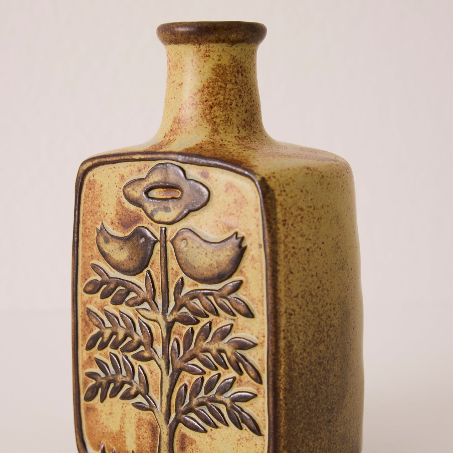 Triangle and Bird Relief Vase